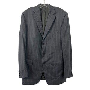 Ermenegildo Zegna Gray Striped Three Button Sport Coat Blazer Jacket Wool - 52L